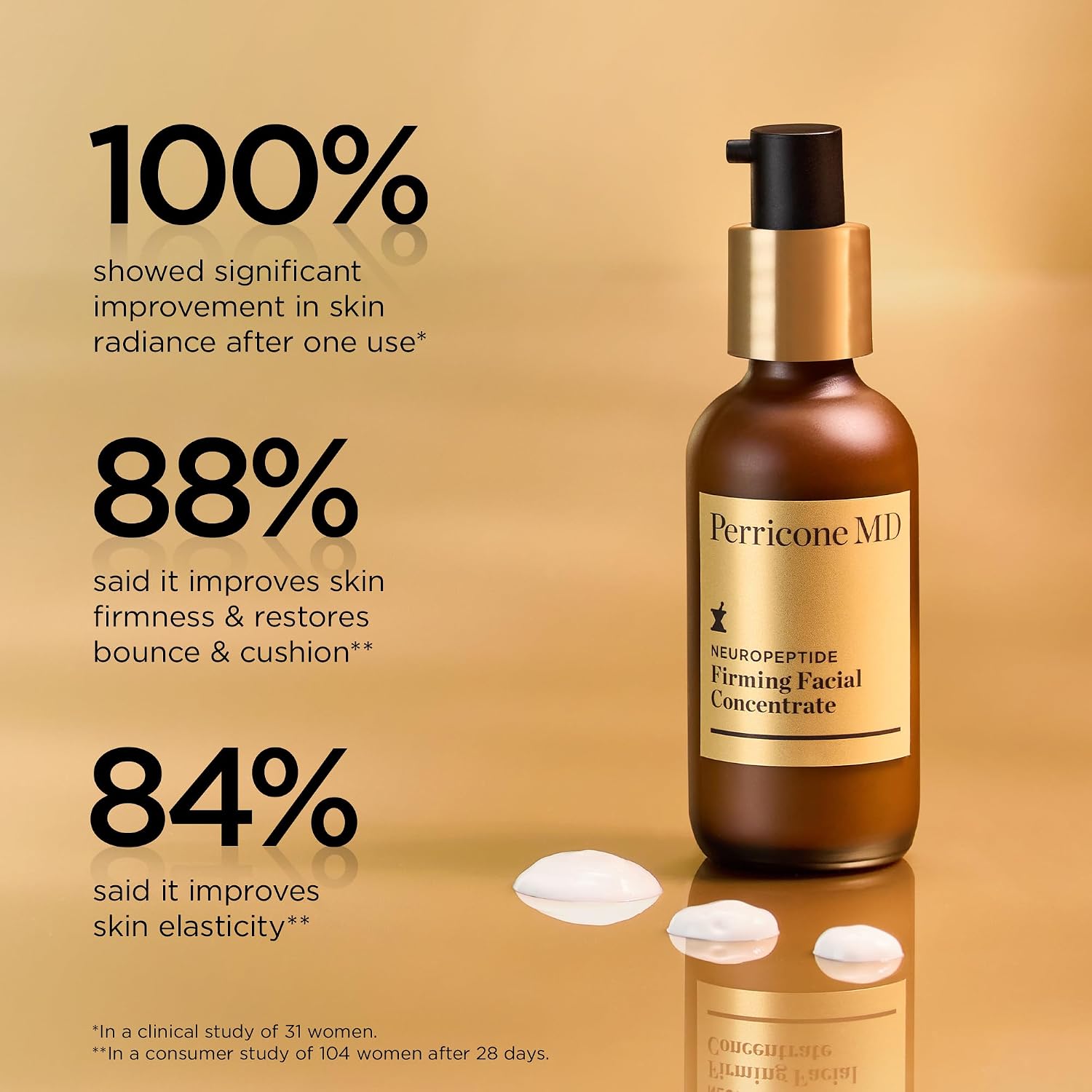 Neuropeptide firming facial concentrate serum in neutral apothecary glass bottle, professional skincare product for mature skin — back